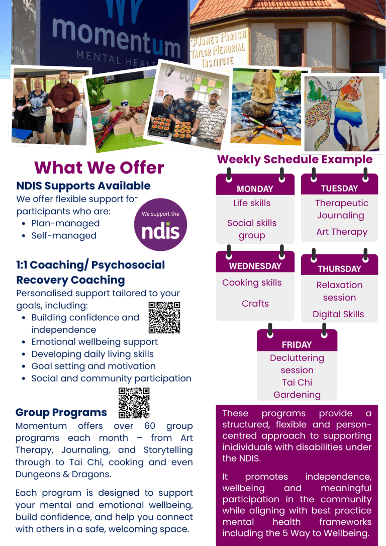 NDIS Support – Momentum Mental Health